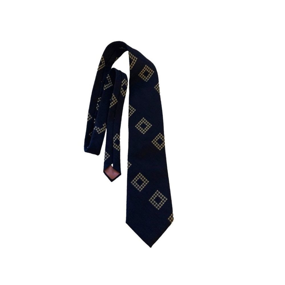 Vintage 1970s Men's 54" Necktie Warren Gardners by Damon Retro Navy Blue Texture